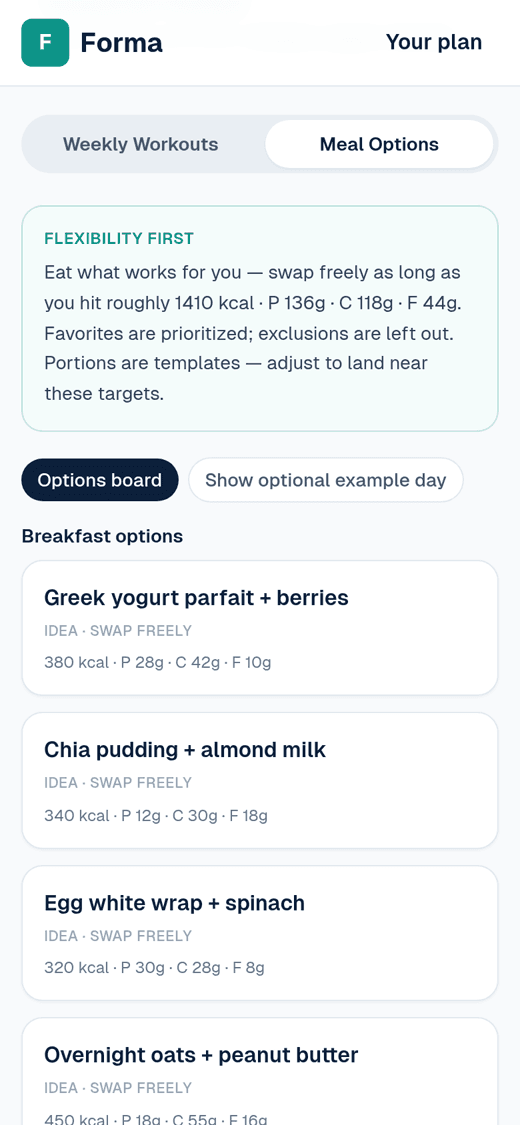 App screen: Meals