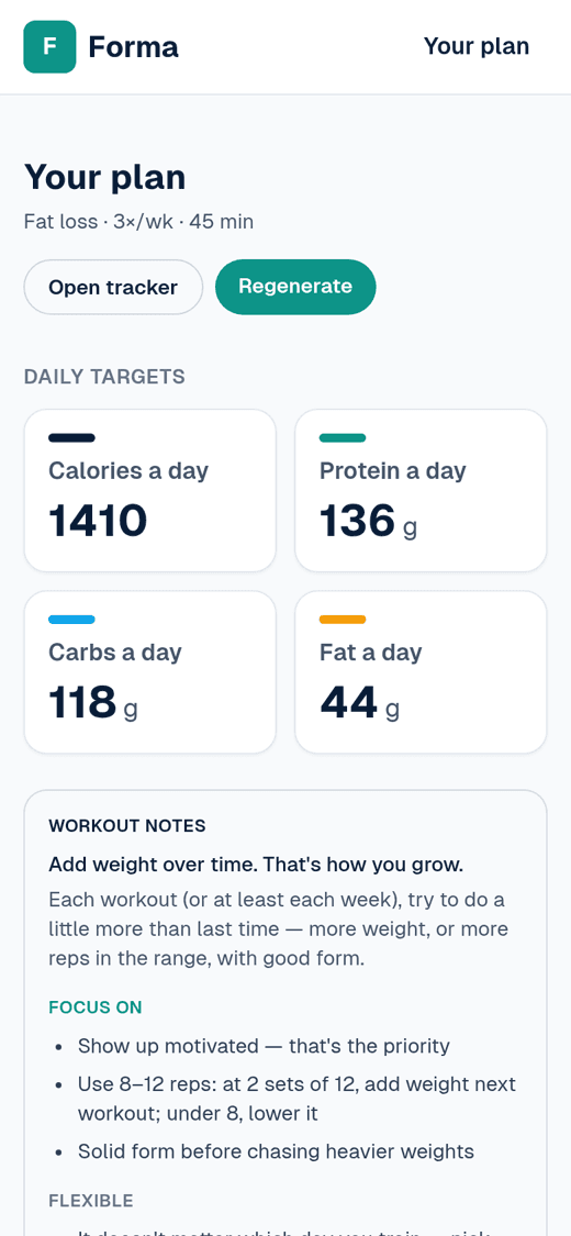 App screen: Daily targets
