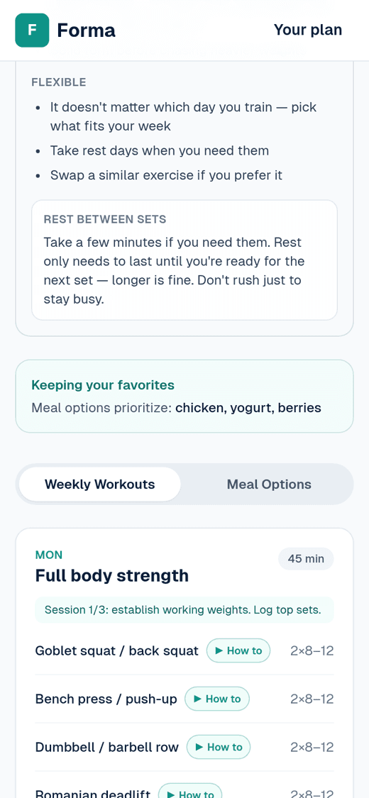 App screen: Workouts