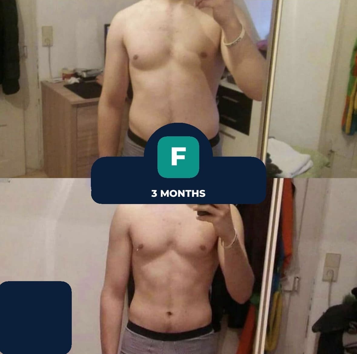 Before and after transformation after 3 months