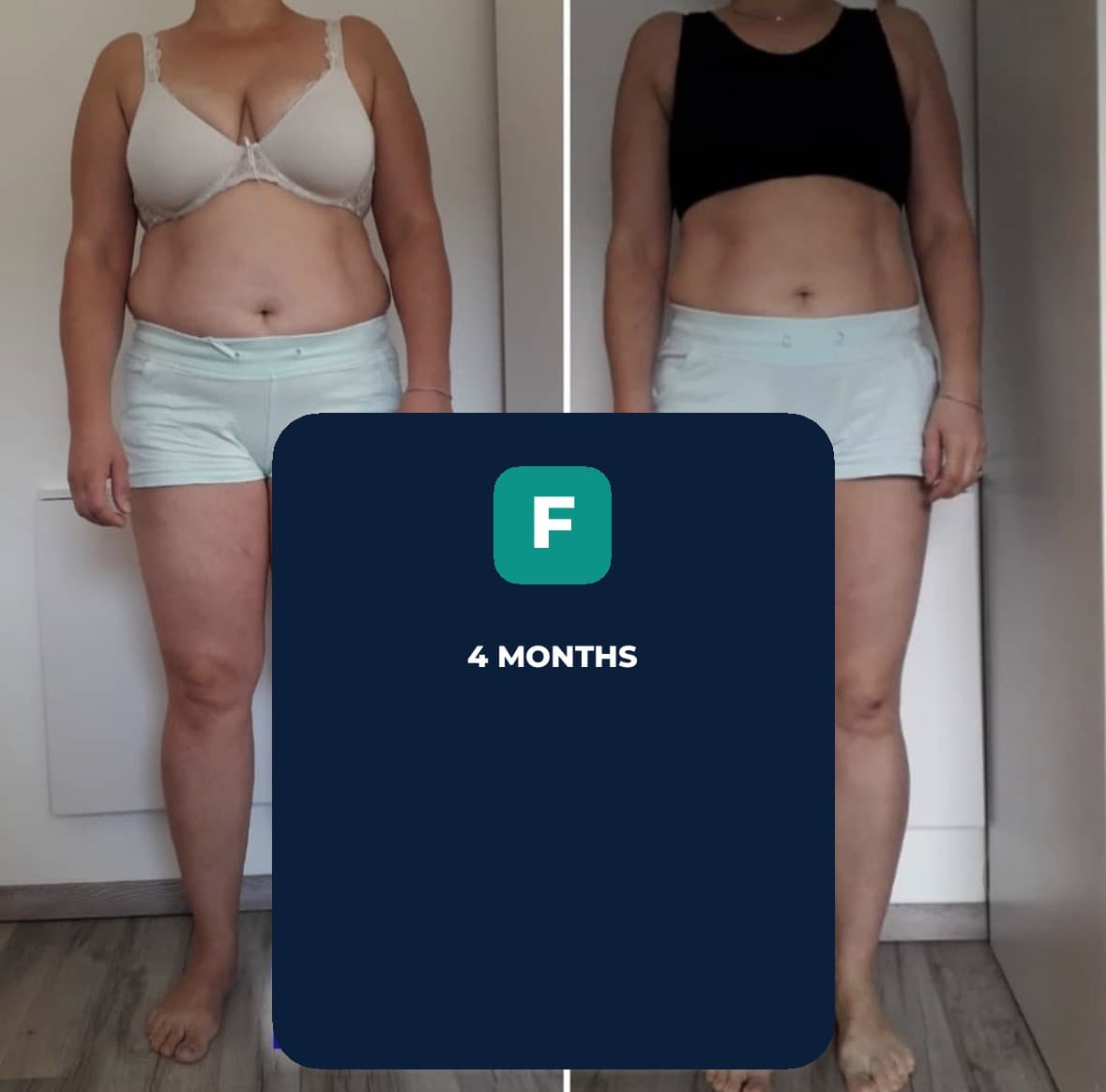 Before and after transformation after 4 months