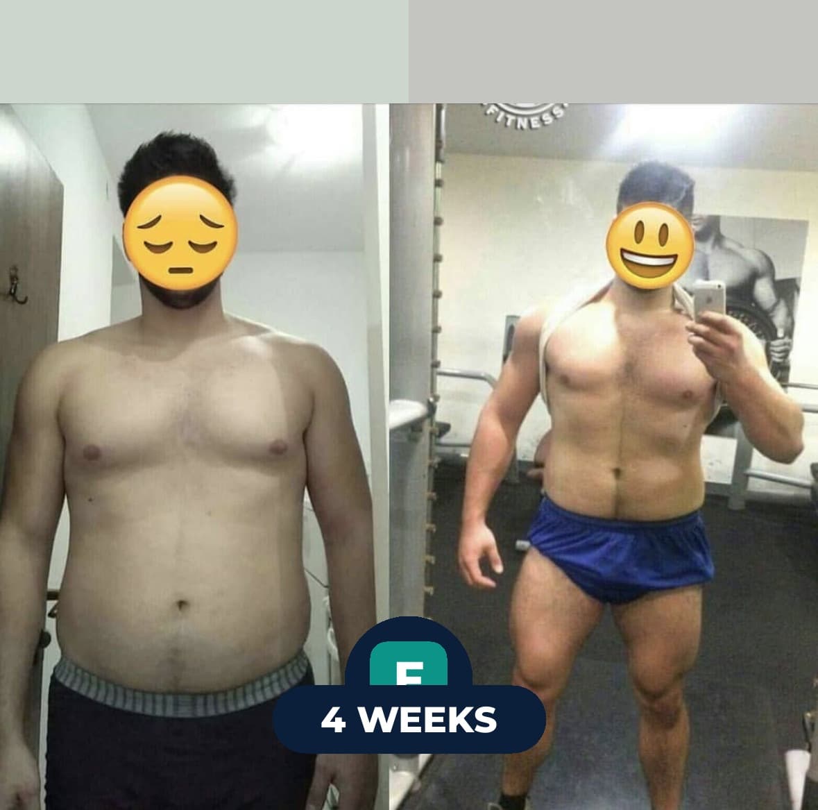 Before and after transformation after 4 weeks