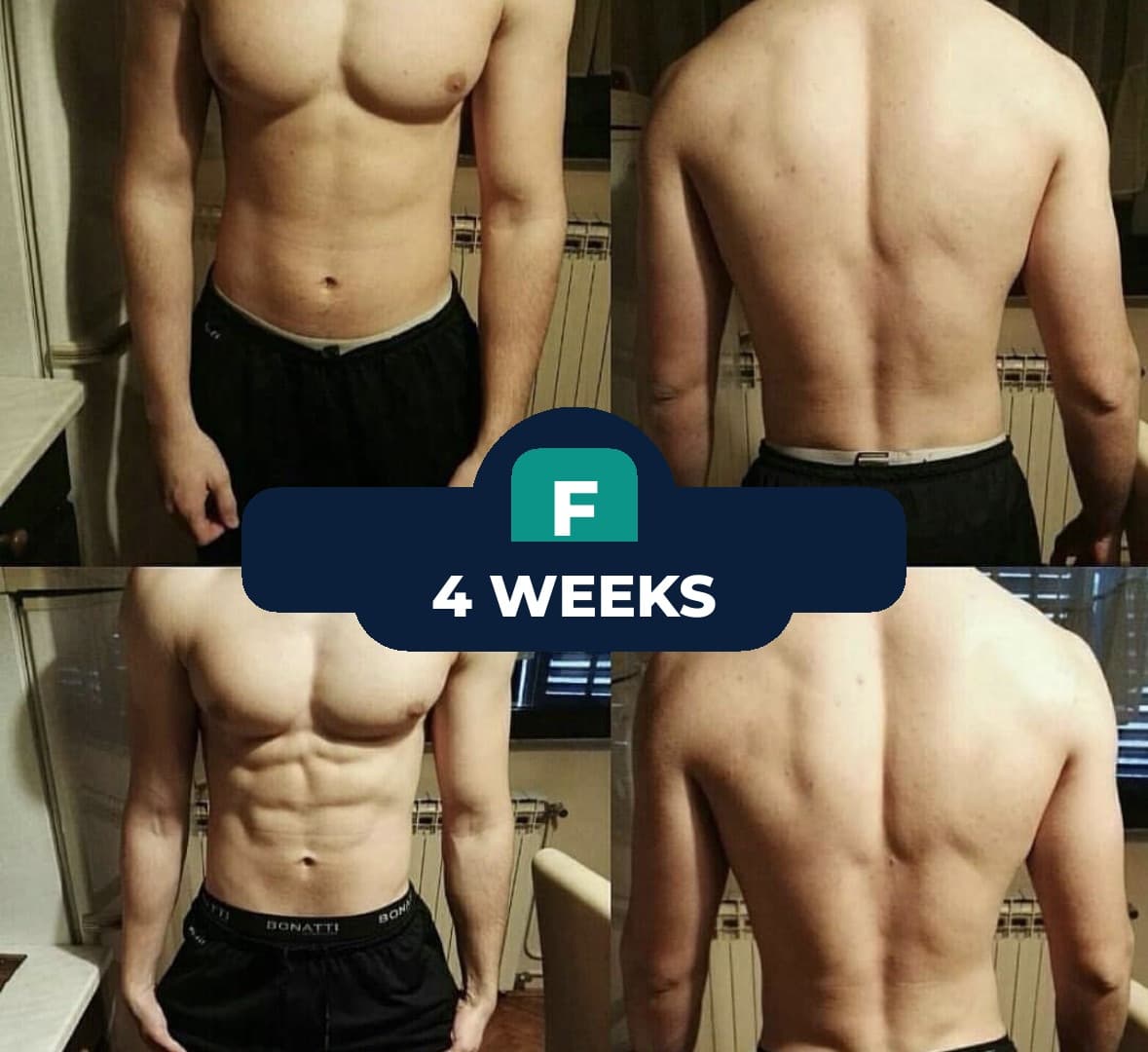 Before and after transformation after 4 weeks