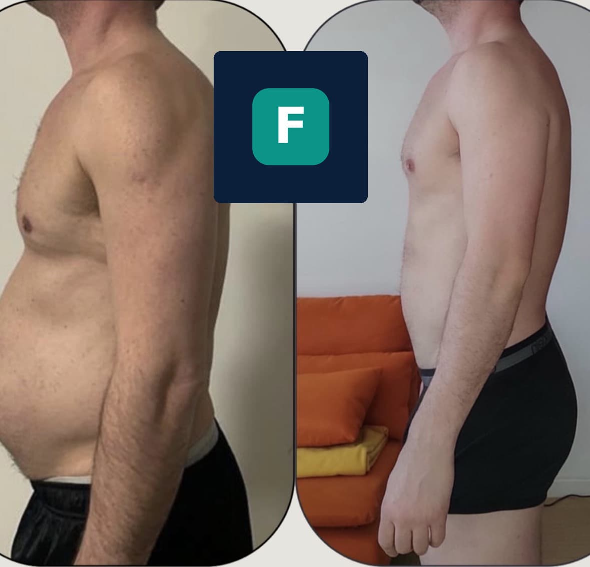Before and after fitness transformation (side view)