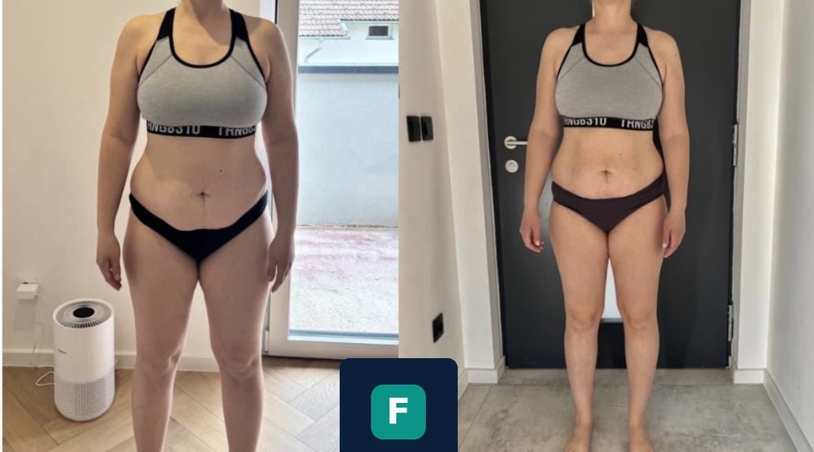 Before and after fitness transformation (front view)